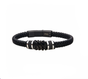 Black Braided Leather with Silver Bracelet