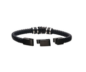 Black Braided Leather with Silver Bracelet