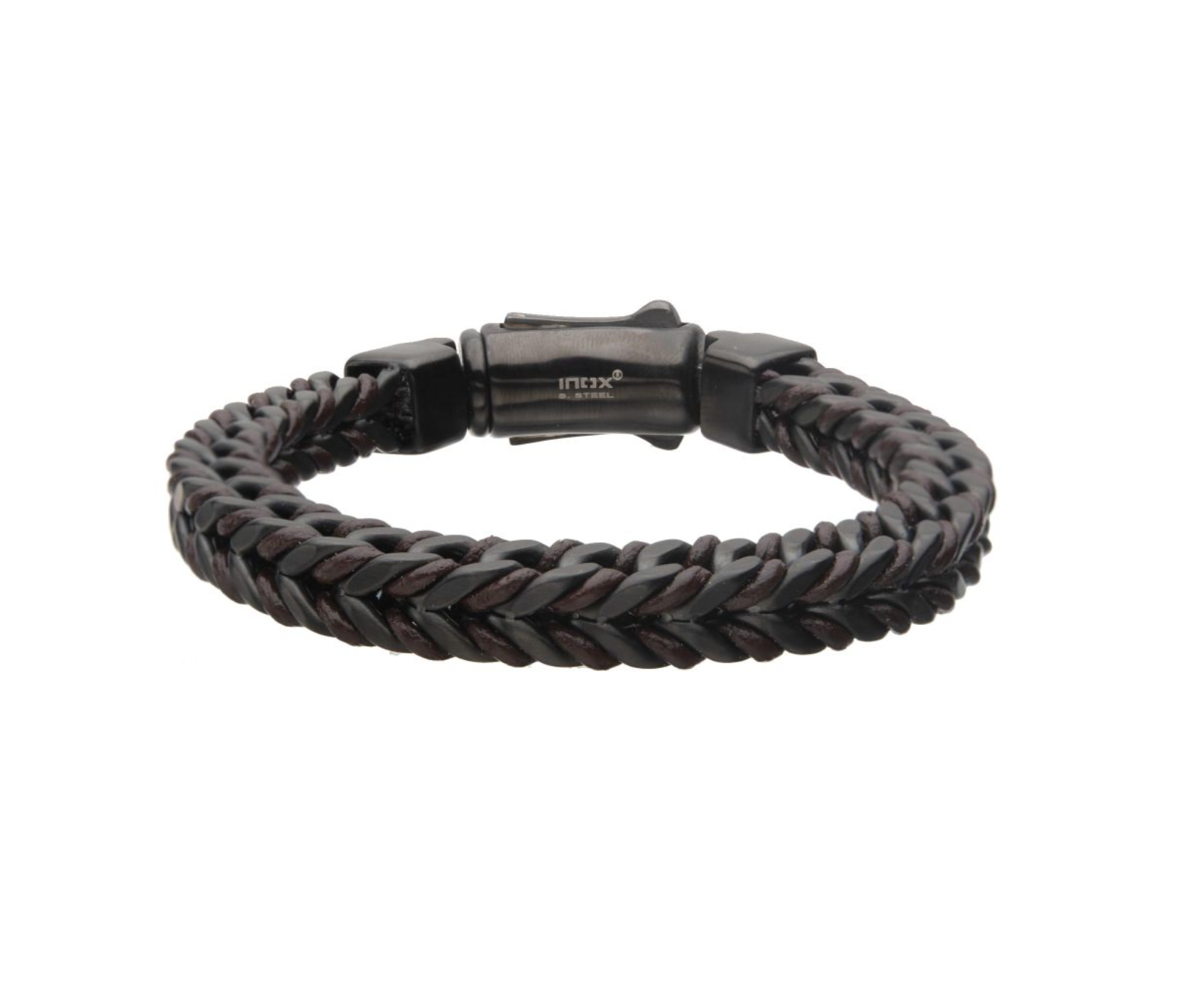 Brown Cord and Black Matte Steel Bracelet