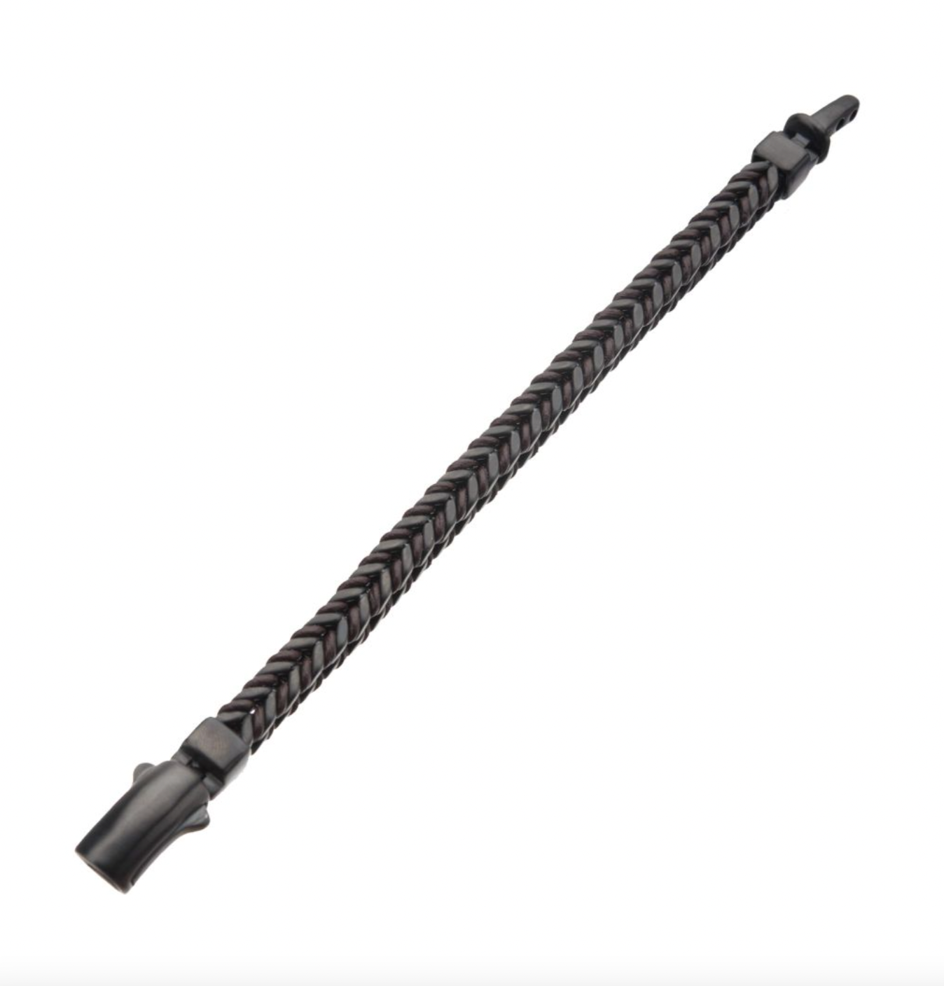 Brown Cord and Black Matte Steel Bracelet