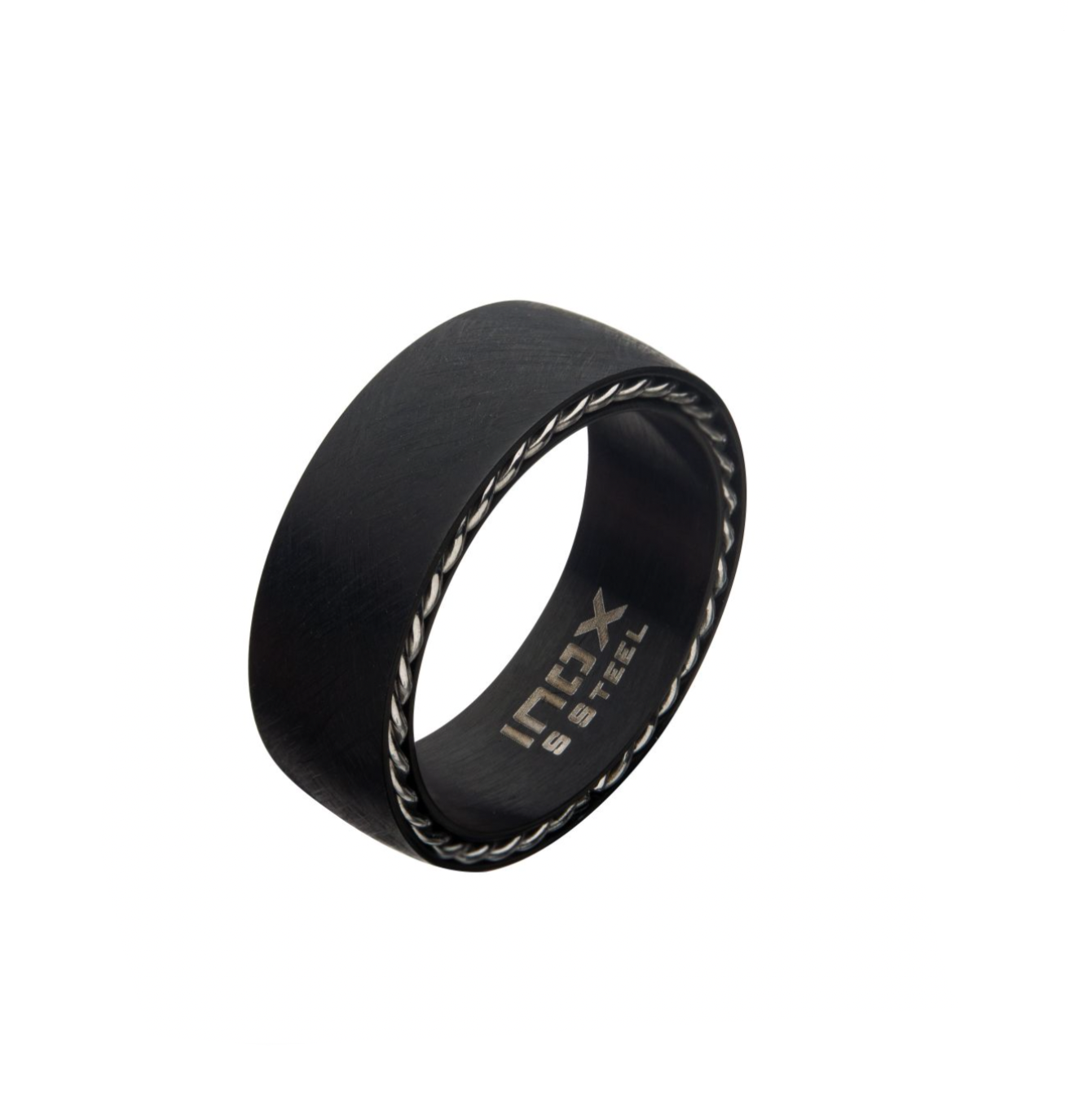 Matte Stainless Steel and Black Finish Ring