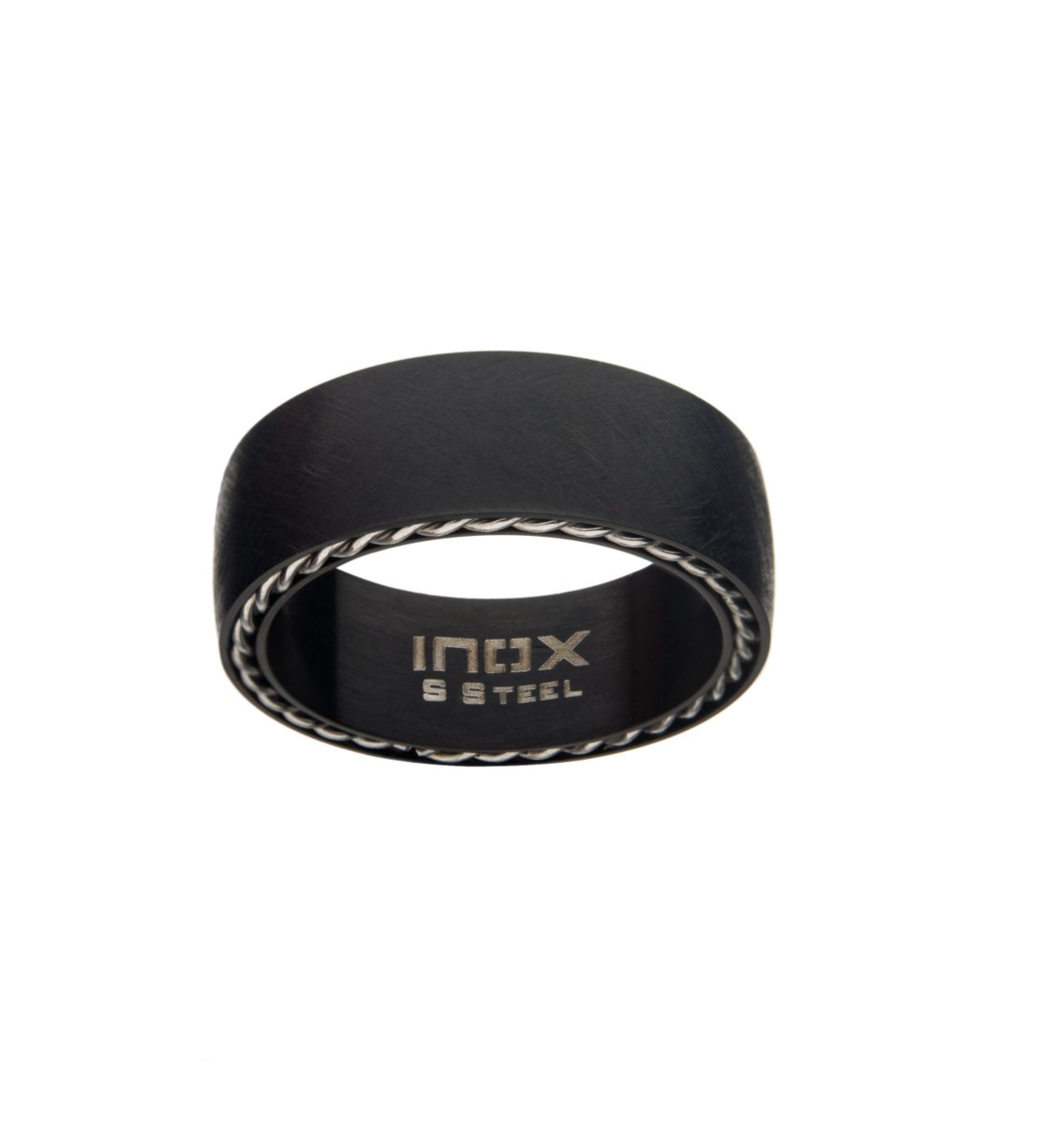 Matte Stainless Steel and Black Finish Ring