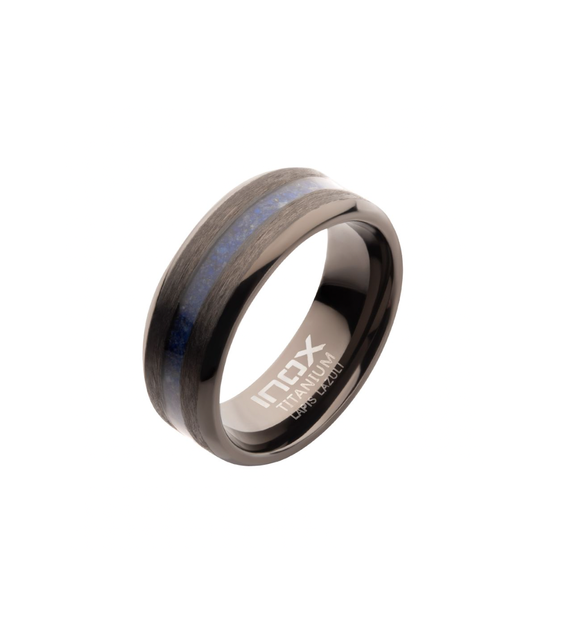 Matte Finish Titanium Lapis Lazuli Stone Ring