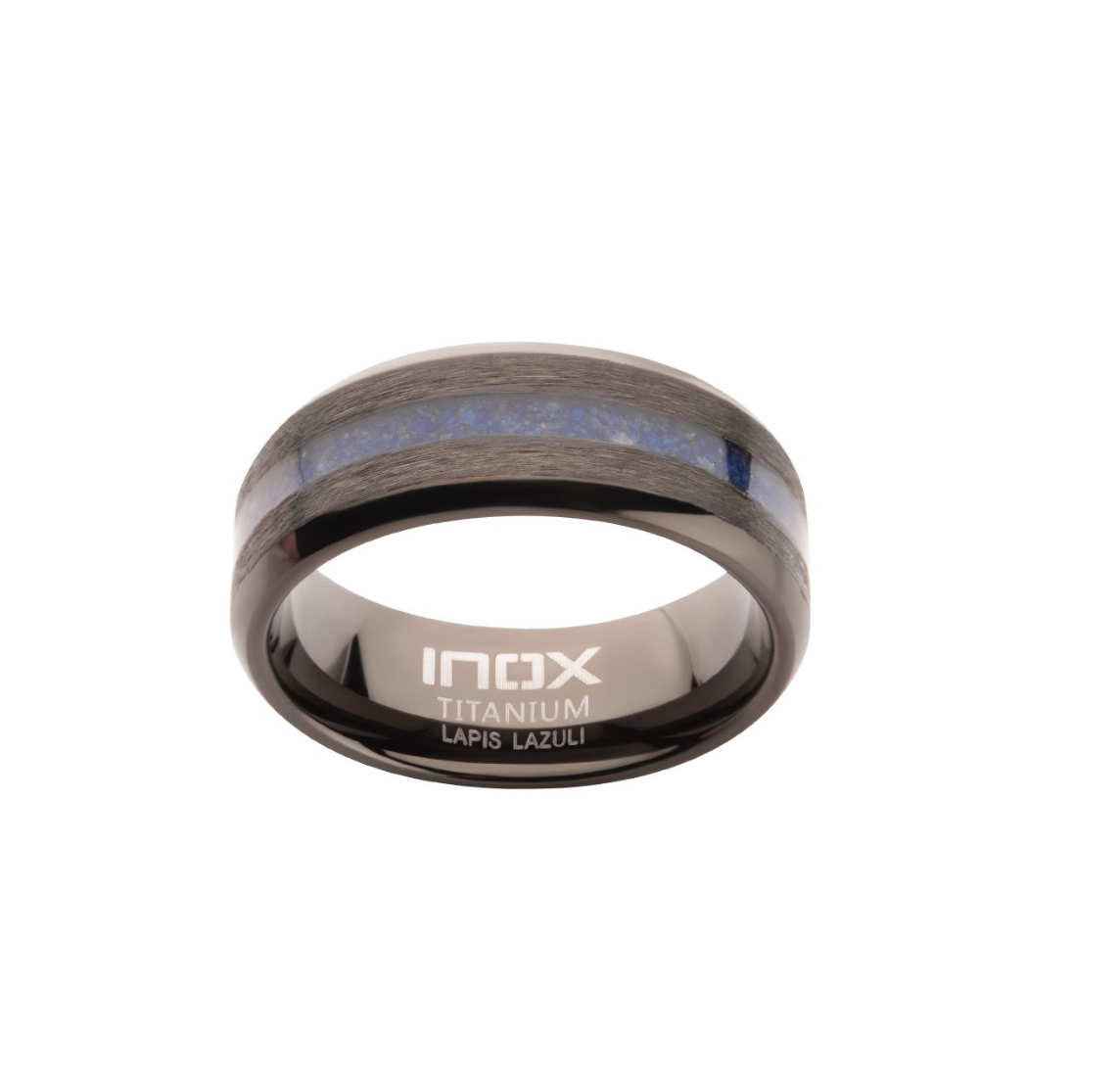 Matte Finish Titanium Lapis Lazuli Stone Ring