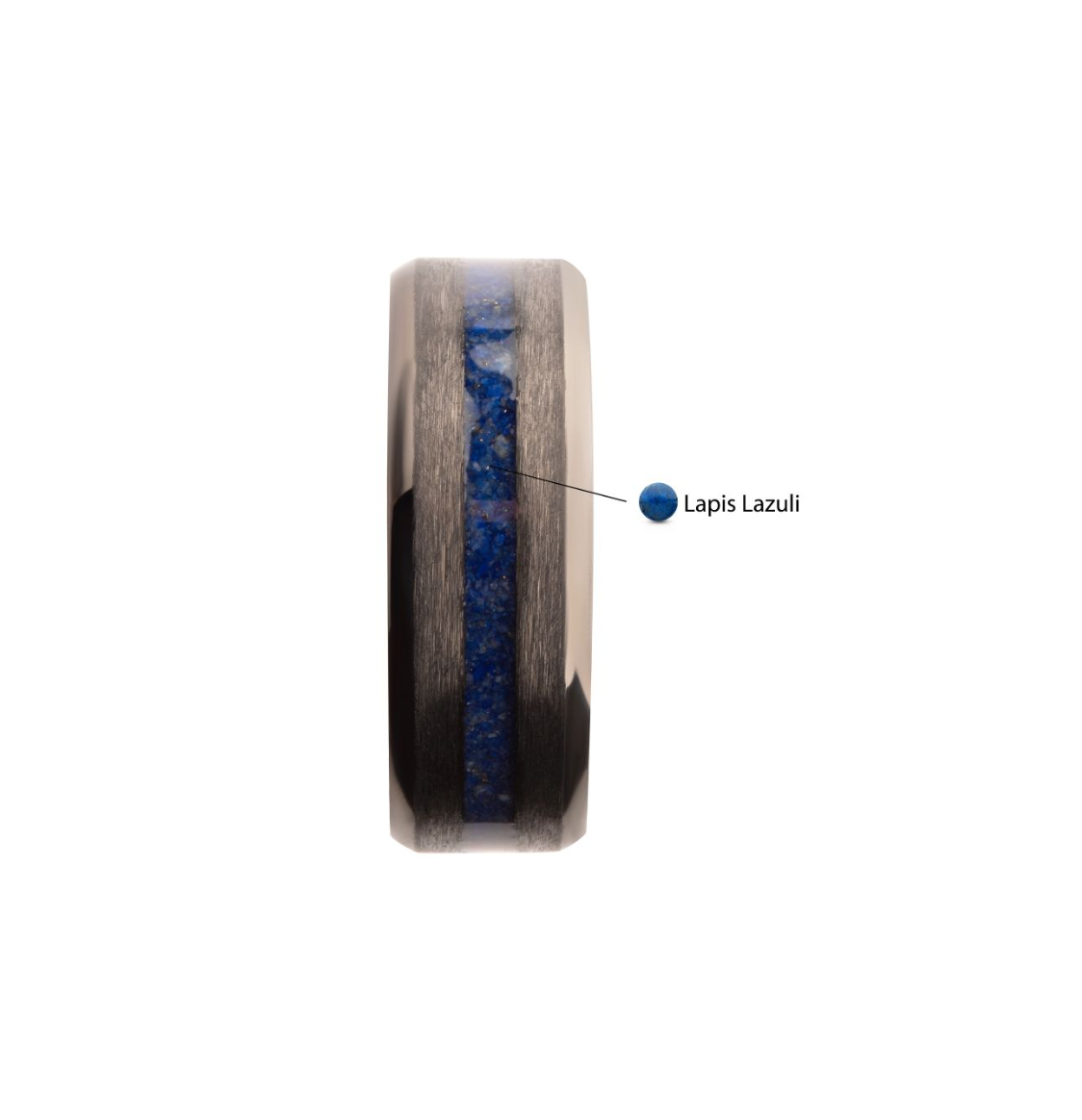 Matte Finish Titanium Lapis Lazuli Stone Ring