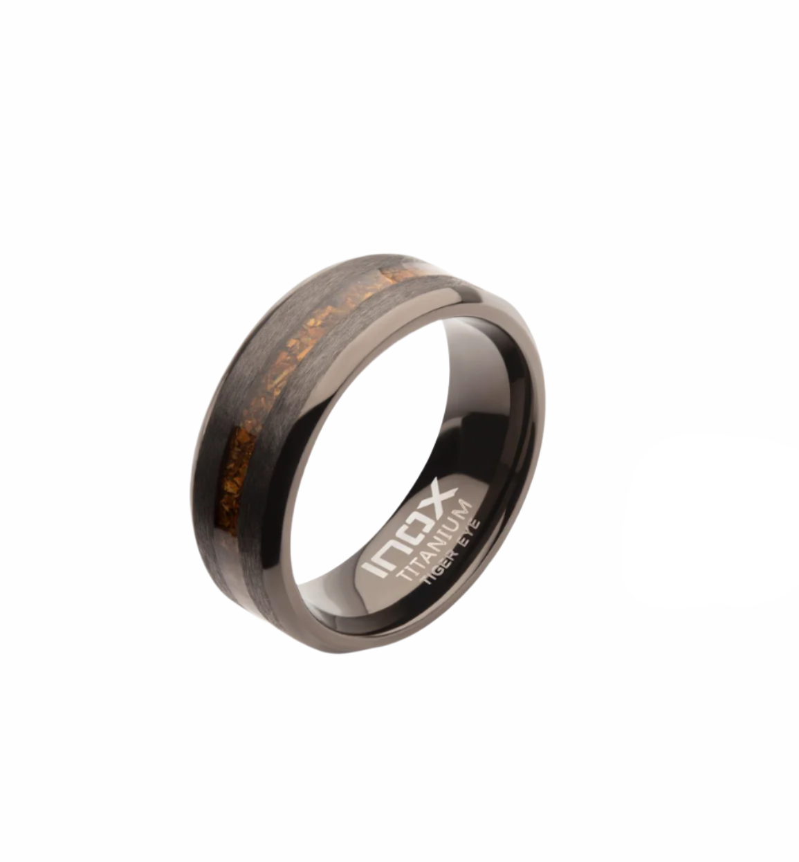 Matte Finish Titanium Tiger Eye Stone Ring