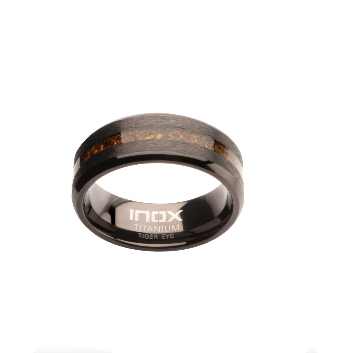 Matte Finish Titanium Tiger Eye Stone Ring