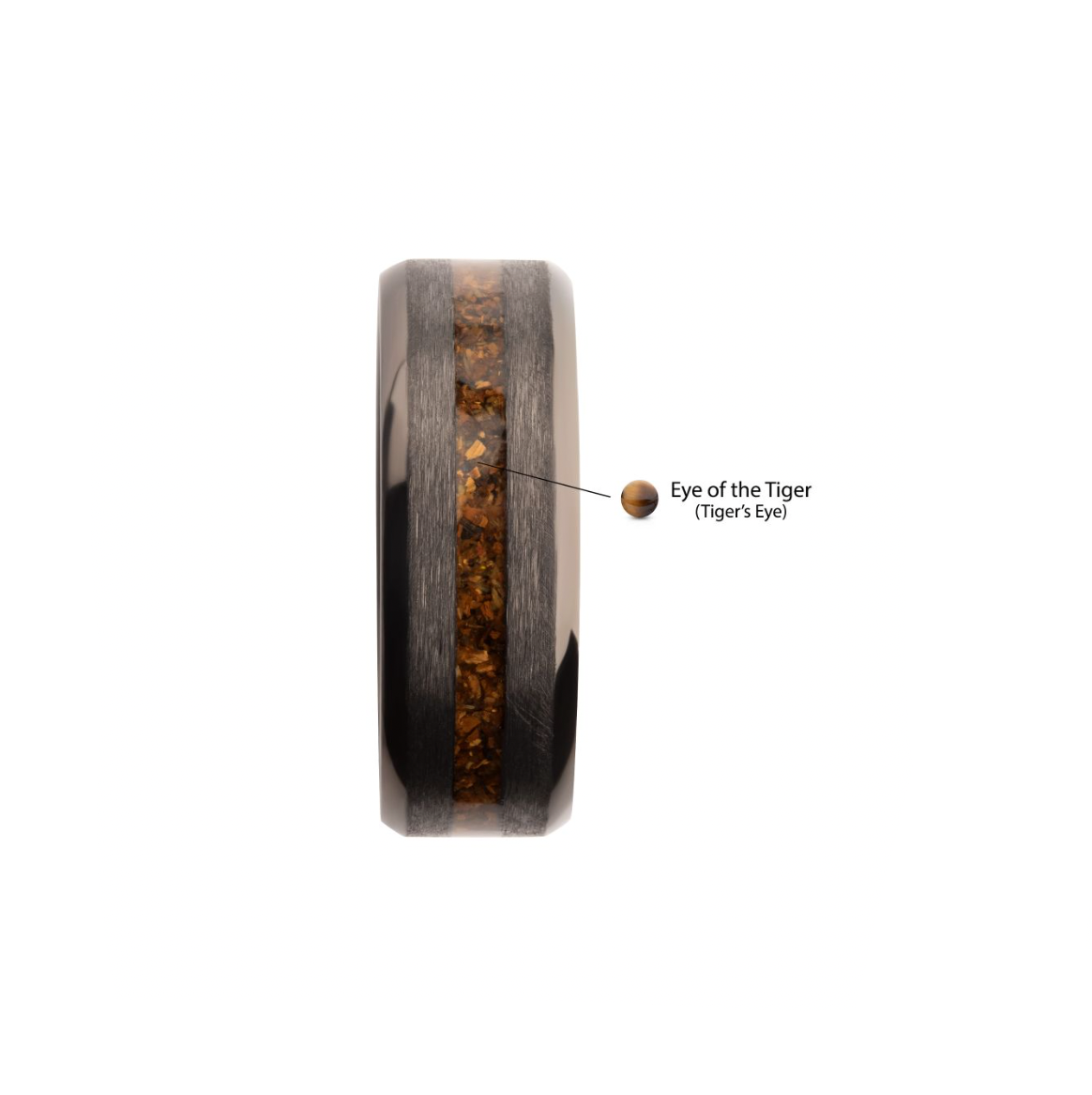 Matte Finish Titanium Tiger Eye Stone Ring