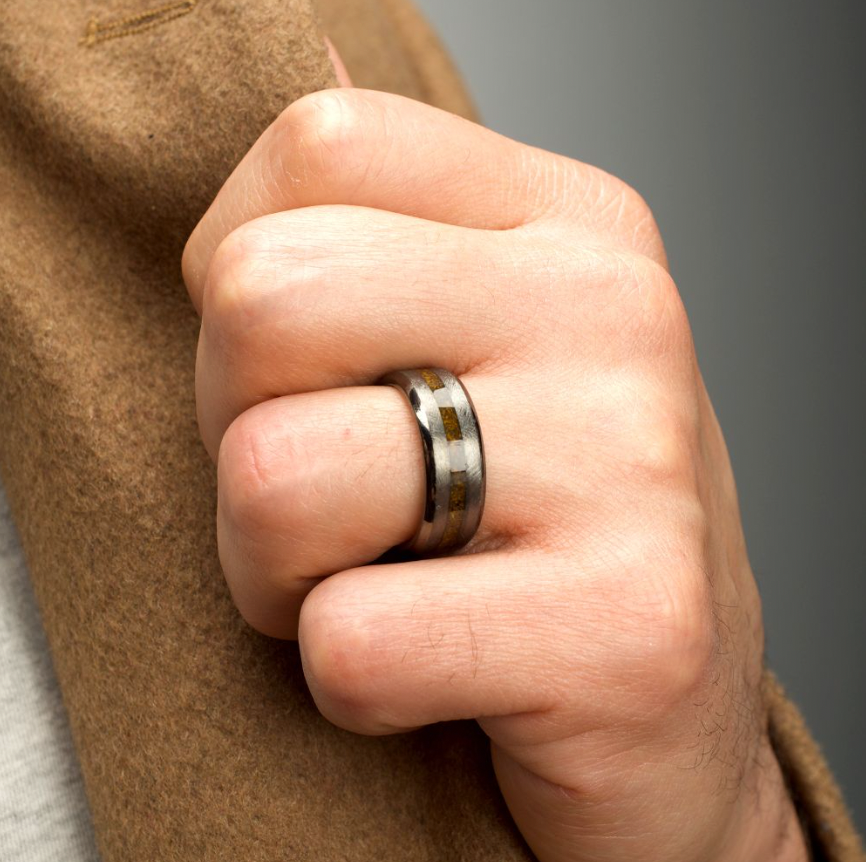 Matte Finish Titanium Tiger Eye Stone Ring