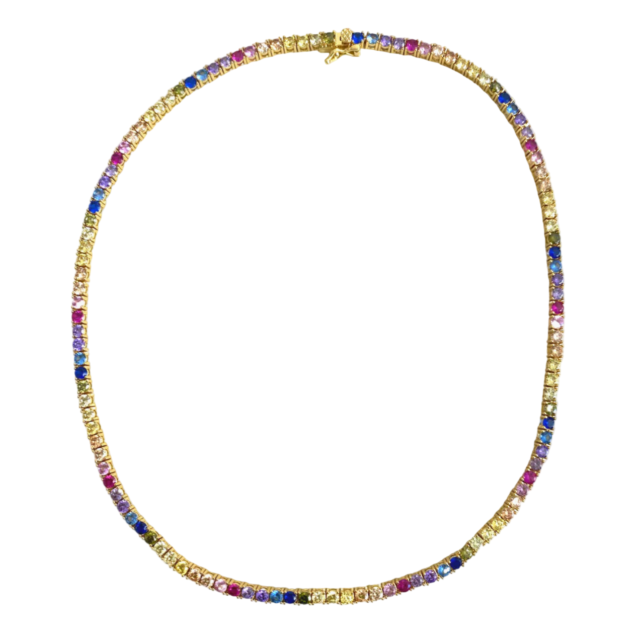 Rainbow Tennis Necklace 45cm
