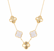 Fluted and Mother Pearl Clover Necklace
