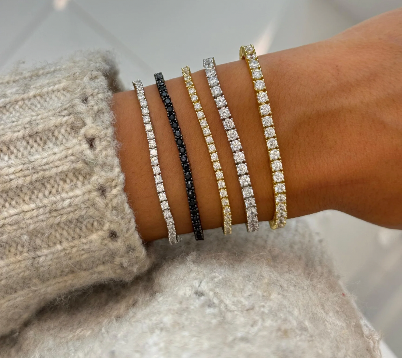 Black Thin Tennis Bracelet