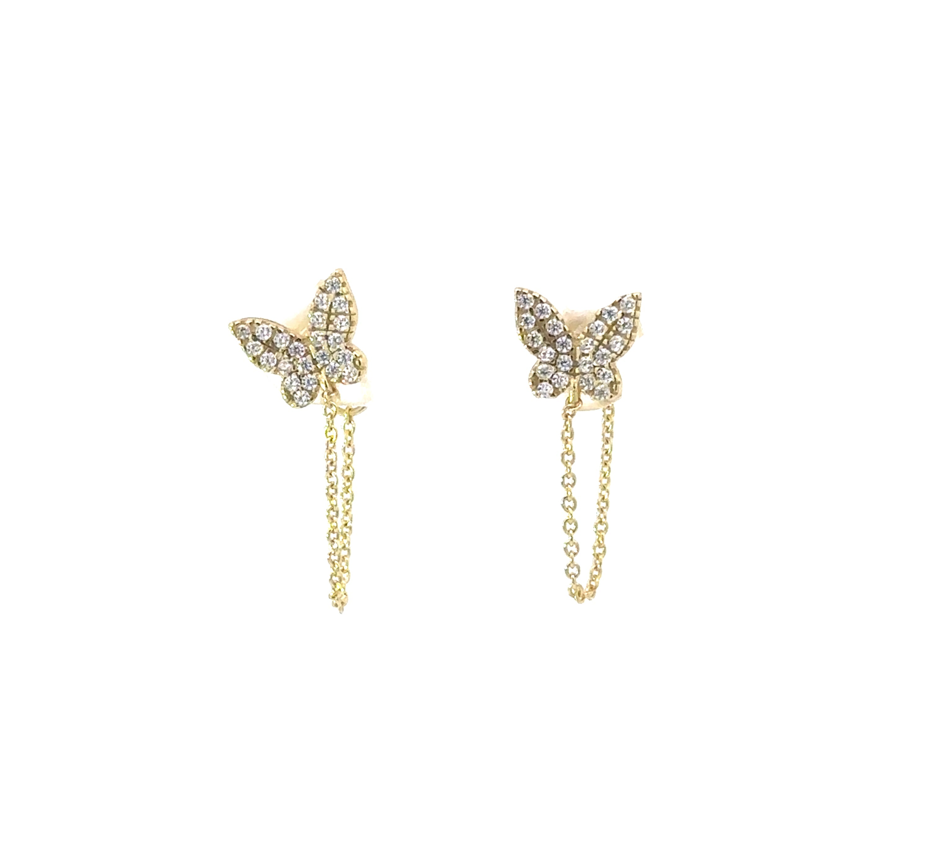 Butterfly and Chain Earrings