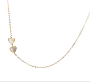 Double Heart Mother Pearl Necklace