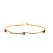 Tennis Triple Hearts Bracelet