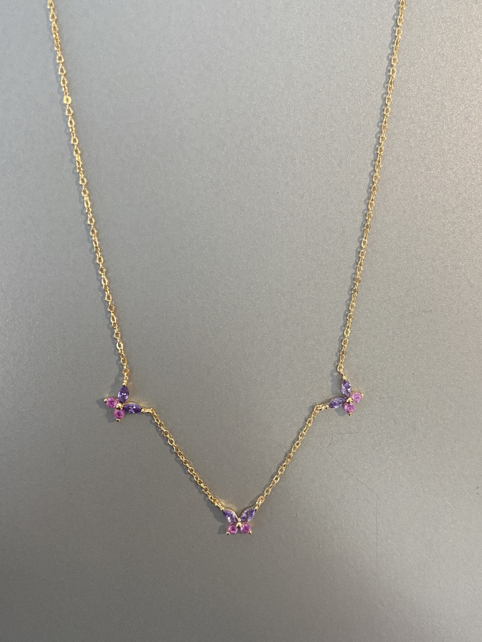 Pink and Purple Butterfly Necklace
