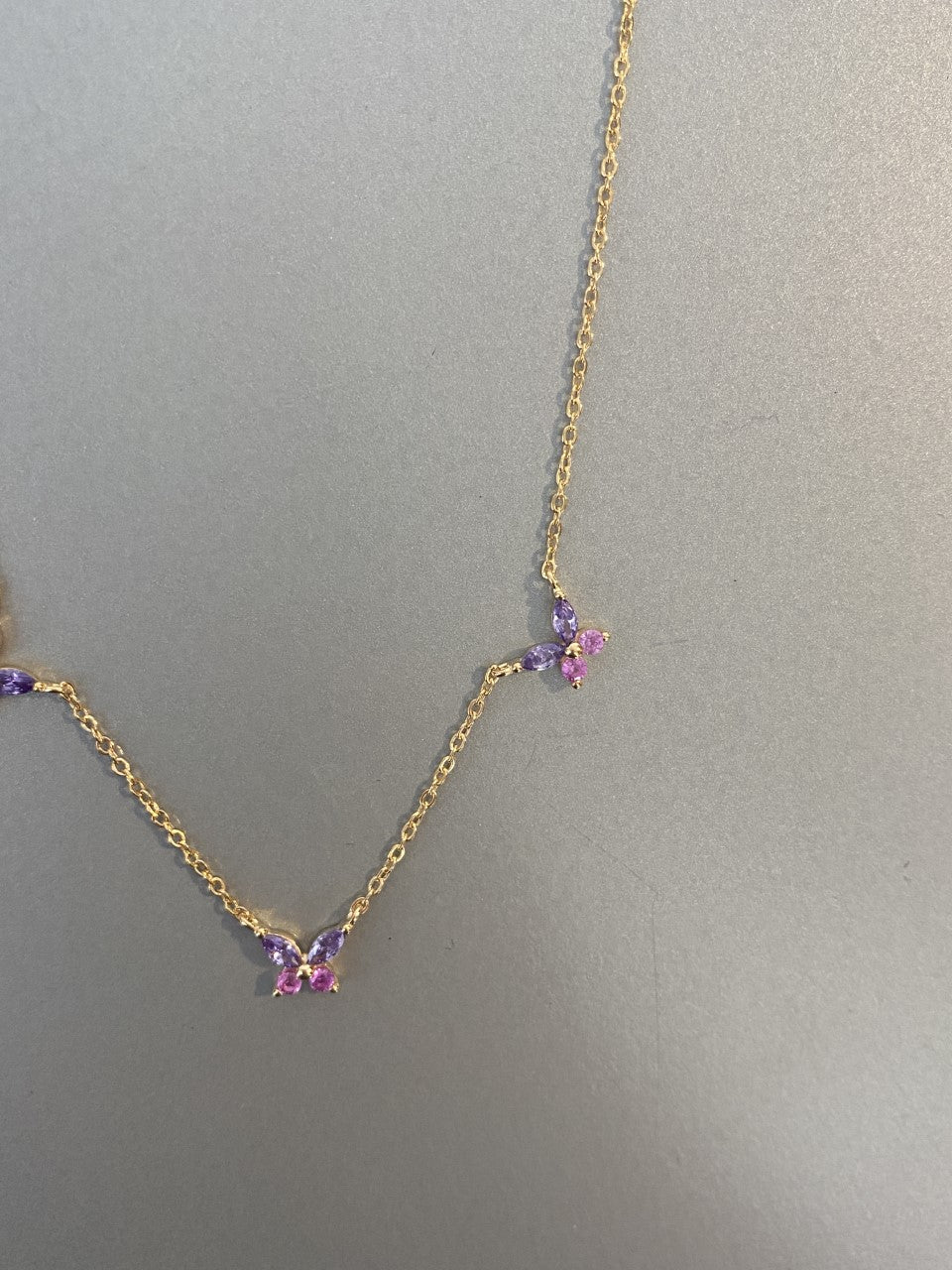 Pink and Purple Butterfly Necklace